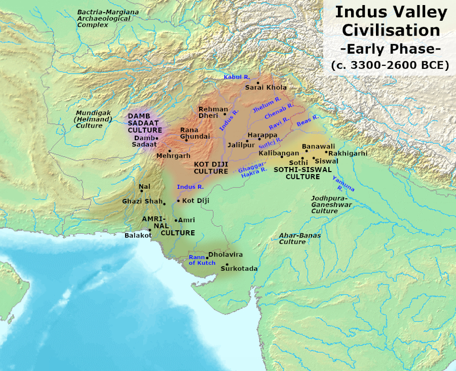 Civilisation de la vallée de l'Indus, phase initiale (3300-2600 avant J.-C.)