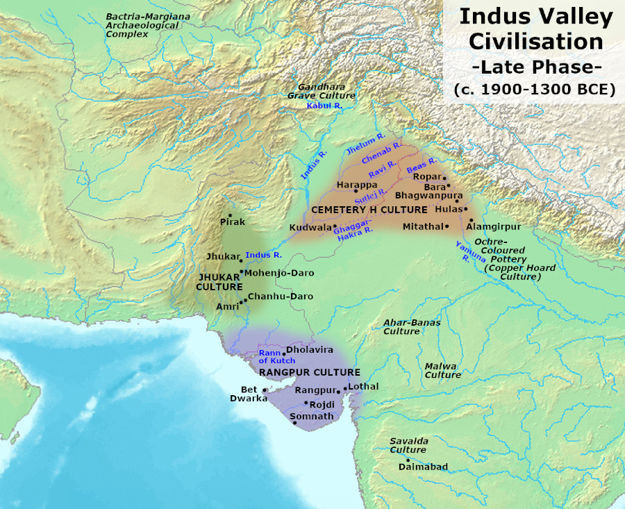Civilisation de la vallée de l'Indus, phase tardive (1900-1300 avant J.-C.)