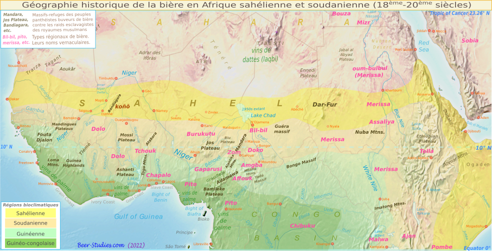 Géographie historique de la bière en Afrique sahélienne et soudanienne aux 18è et 19è siècles.