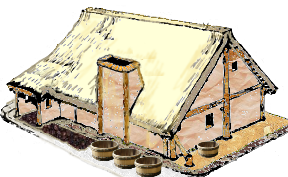 A sketch of a medieval rural brewery.
