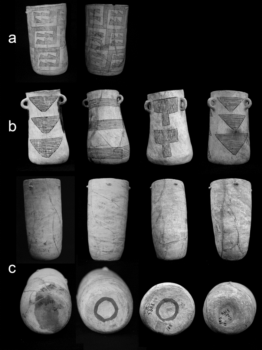 Cylinder jar sets from Pueblo Bonito, not to scale.