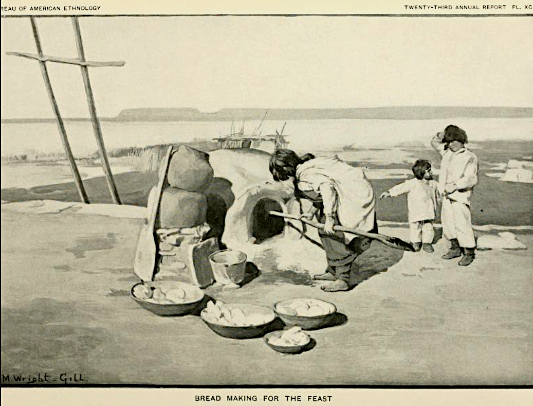Zuñi bread making for the feast circa 1900