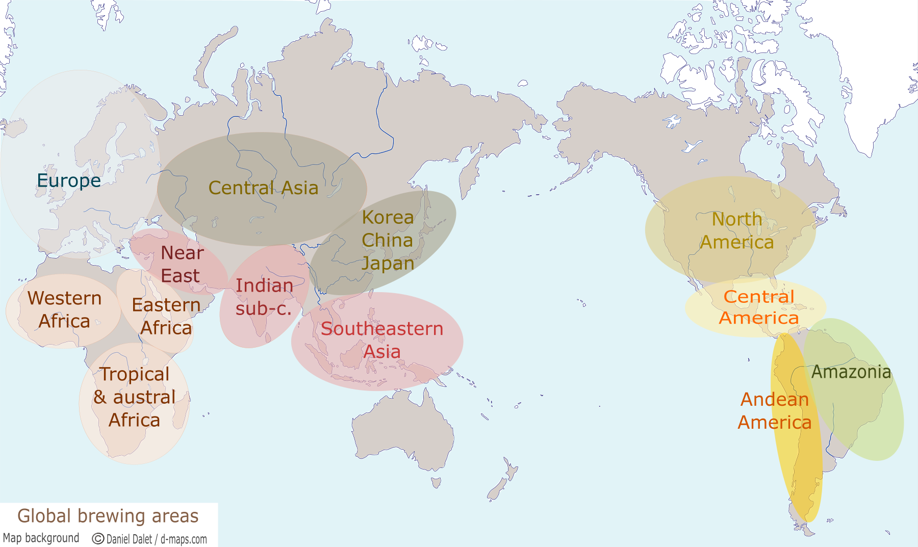 Global brewing areas in the world