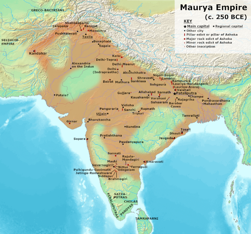 India, Maurya Empire minimal_territorial_extant_c.250_BCE